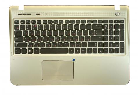 Клавиатура для ноутбука Samsung (SF510) Black, с топ панелью (Silver), RU