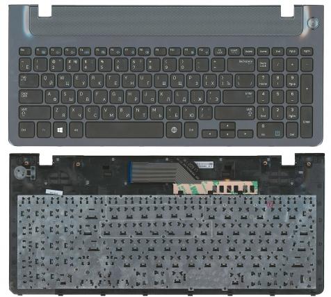 Клавиатура для ноутбука Samsung (355V5C, 350V5C, NP355V5C, NP355V5C-A01) Black, с топ панелью (Gray), RU