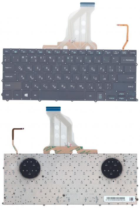Клавиатура для ноутбука Samsung (NP900X3C, NP900X3C, NP900X3D, NP900X3E, NP900X3F) с подсветкой (Light) Black, (No Frame), RU