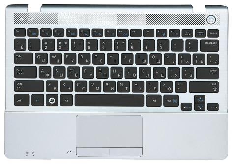 Клавиатура для ноутбука Samsung (NP300U1A, NP305U1A, 300U1A, 305U1A) Black, с топ панелью (Silver), RU